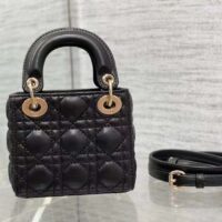 Dior Women CD Lady Dior Micro Bag Black Cannage Lambskin (5)