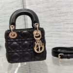 Dior Women CD Lady Dior Micro Bag Black Cannage Lambskin - Imagen 2