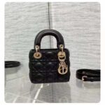 Dior Women CD Lady Dior Micro Bag Black Cannage Lambskin - Imagen 6