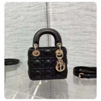 Dior Women CD Lady Dior Micro Bag Black Cannage Lambskin (5)