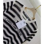 Dior Women CD Marinière Short-Sleeved Sweater White Blue Openwork Cotton – Bild 4