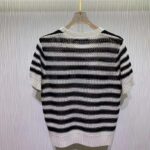 Dior Women CD Marinière Short-Sleeved Sweater White Blue Openwork Cotton – Bild 3