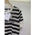 Dior Women CD Marinière Short-Sleeved Sweater White Blue Openwork Cotton – Bild 8