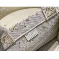 Dior Women CD Medium Dior Book Tote White Butterfly Zodiac Embroidery (10)