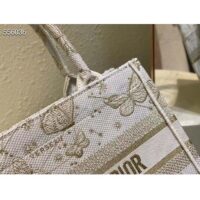 Dior Women CD Medium Dior Book Tote White Butterfly Zodiac Embroidery (10)