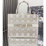 Dior Women CD Medium Dior Book Tote White Gold Macrocannage Embroidery - Image 2