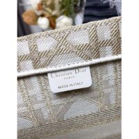 Dior Women CD Medium Dior Book Tote White Gold Macrocannage Embroidery (4)