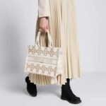 Dior Women CD Medium Dior Book Tote White Gold Macrocannage Embroidery - Image 11