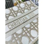 Dior Women CD Medium Dior Book Tote White Gold Macrocannage Embroidery - Image 5