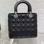 Dior Women CD Medium Lady Dior Bag Black Cannage Lambskin Silver – Bild 4