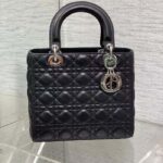 Dior Women CD Medium Lady Dior Bag Black Cannage Lambskin Silver – Bild 2