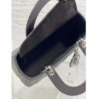 Dior Women CD Medium Lady Dior Bag Black Cannage Lambskin Silver (9)