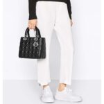 Dior Women CD Medium Lady Dior Bag Black Cannage Lambskin Silver – Bild 11