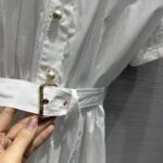 Dior Women CD Mid-Length Belted Macrocannage Dress Ecru Cotton - Bild 10