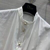 Dior Women CD Mid-Length Belted Macrocannage Dress Ecru Cotton (9)