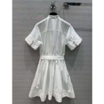 Dior Women CD Mid-Length Belted Macrocannage Dress Ecru Cotton - Bild 3