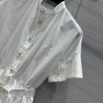 Dior Women CD Mid-Length Belted Macrocannage Dress Ecru Cotton - Bild 8