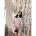 Dior Women CD Mid-Length Belted Macrocannage Dress Ecru Cotton - Bild 14