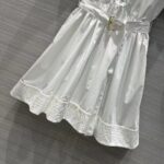 Dior Women CD Mid-Length Belted Macrocannage Dress Ecru Cotton - Bild 5