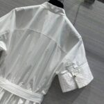 Dior Women CD Mid-Length Belted Macrocannage Dress Ecru Cotton - Bild 6