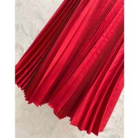 Dior Women CD Mid-Length Pleated Skirt Amaryllis Red Silk Taffeta (3)