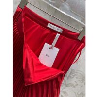 Dior Women CD Mid-Length Pleated Skirt Amaryllis Red Silk Taffeta (3)