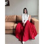 Dior Women CD Mid-Length Pleated Skirt Amaryllis Red Silk Taffeta - immagine 10