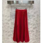 Dior Women CD Mid-Length Pleated Skirt Amaryllis Red Silk Taffeta - immagine 3