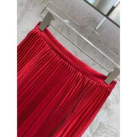 Dior Women CD Mid-Length Pleated Skirt Amaryllis Red Silk Taffeta (3)