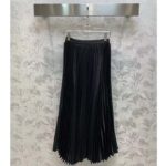 Dior Women CD Mid-Length Pleated Skirt Black Cotton Silk Poplin - immagine 3