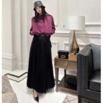 Dior Women CD Mid-Length Pleated Skirt Black Cotton Silk Poplin - immagine 12