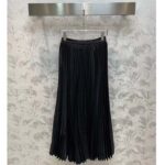 Dior Women CD Mid-Length Pleated Skirt Black Cotton Silk Poplin - immagine 2