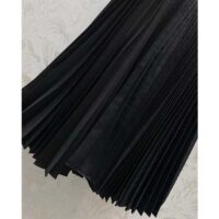 Dior Women CD Mid-Length Pleated Skirt Black Cotton Silk Poplin (4)