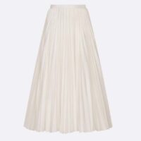 Dior Women CD Mid-Length Pleated Skirt Ecru Cotton Silk Poplin (1)