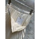 Dior Women CD Mid-Length Pleated Skirt Ecru Cotton Silk Poplin - Image 9