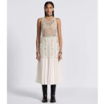 Dior Women CD Mid-Length Pleated Skirt Ecru Cotton Silk Poplin - Image 13