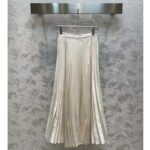 Dior Women CD Mid-Length Pleated Skirt Ecru Cotton Silk Poplin - Image 2