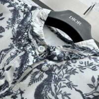 Dior Women CD Mid-Length Shirt Dress Navy Blue White Silk (6)