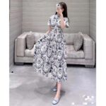 Dior Women CD Mid-Length Shirt Dress Navy Blue White Silk - Bild 15