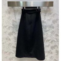 Dior Women CD Mid-Length Straight-Cut Skirt Black Wool Silk (2)