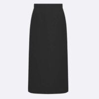 Dior Women CD Mid-Length Straight-Cut Skirt Black Wool Silk (2)
