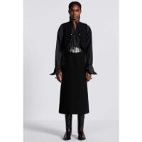 Dior Women CD Mid-Length Straight-Cut Skirt Black Wool Silk (2)