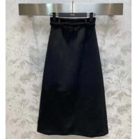 Dior Women CD Mid-Length Straight-Cut Skirt Black Wool Silk (2)