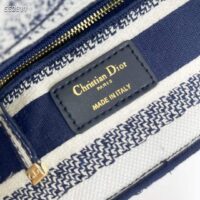 Dior Women CD Mini Lady D-Lite Bag White Navy Toile De Jouy Embroidery (10)