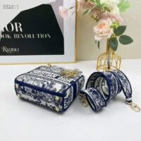 Dior Women CD Mini Lady D-Lite Bag White Navy Toile De Jouy Embroidery (10)