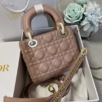 Dior Women CD Mini Lady Dior Bag Blush Cannage Lambskin