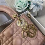 Dior Women CD Mini Lady Dior Bag Blush Cannage Lambskin – Image 7