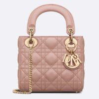 Dior Women CD Mini Lady Dior Bag Blush Cannage Lambskin