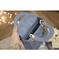 Dior Women CD Mini Lady Dior Bag Cloud Blue Cannage Lambskin (9)