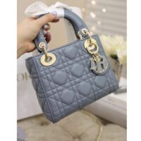 Dior Women CD Mini Lady Dior Bag Cloud Blue Cannage Lambskin (9)